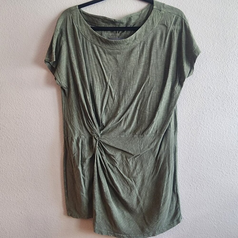 Anthropologie Womens Jolie Twist Knot Tunic Short Sleeve Boat Neck Green Size S